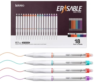 Erasable Gel Pens,18 Counts Retractable 0.7mm Fine Point Erasable Pens Clicker + 18 Counts Refills, Assorted Color Inks, Make Mistakes Disappear for Writing Planner Drawing and Crossword Puzzles Erasable Gel Pens,18 Counts Retractable 0.7mm Fine Point Erasable Pens Clicker + 18 Counts Refills, Assorted Color Inks, Make Mistakes Disappear for Writing Planner Drawing and Crossword Puzzles