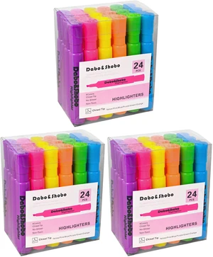 Dabo & Shobo Highlighters Set of 24,Colored Markers And Beautiful Combination Set Liquid Ink Fast Drying And Not Easy To Fade Are Suitable For Classroom, Office And Shop Short Style (Pack of 3) Dabo & Shobo Highlighters Set of 24,Colored Markers And Beautiful Combination Set Liquid Ink Fast Drying And Not Easy To Fade Are Suitable For Classroom, Office And Shop Short Style (Pack of 3)