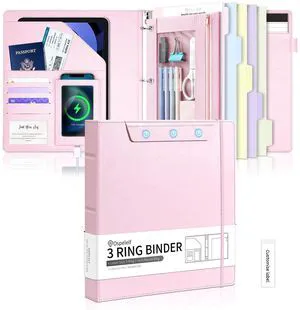 Pink Leather Binder with Magnetic Clipboard, 1 Inch Binders 3 Ring with Storage Zipper Pouch, Pocketed Dividers, Professional Clipboard Folder for School Office Nursing Pink Leather Binder with Magnetic Clipboard, 1 Inch Binders 3 Ring with Storage Zipper Pouch, Pocketed Dividers, Professional Clipboard Folder for School Office Nursing
