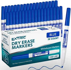 Blue Dry Erase Markers Fine Tip 36 PK Whiteboard Markers Use: School, Classrooms, Offices, Color: Vivid Blue Ink, Tip Style: Fine Tip, Feature: Low-Odor and Non-Toxic Blue Dry Erase Markers Fine Tip 36 PK Whiteboard Markers Use: School, Classrooms, Offices, Color: Vivid Blue Ink, Tip Style: Fine Tip, Feature: Low-Odor and Non-Toxic