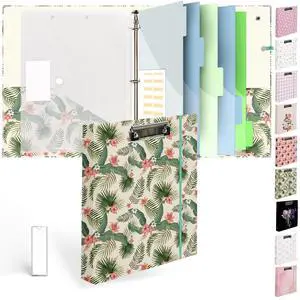 3 Ring Binder 1 inch with Clipboard - Tropical Palm Leaf Design, Includes Dividers, File Bag & Spine Label - Perfect for School, Office, and Organization, Holographic Waterproof Film 3 Ring Binder 1 inch with Clipboard - Tropical Palm Leaf Design, Includes Dividers, File Bag & Spine Label - Perfect for School, Office, and Organization, Holographic Waterproof Film