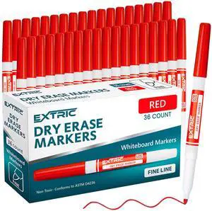 Red Dry Erase Markers Fine Tip 36 PK Whiteboard Markers Use: School, Classrooms, Offices, Color: Vivid Red Ink, Tip Style: Fine Tip, Feature: Low-Odor and Non-Toxic Red Dry Erase Markers Fine Tip 36 PK Whiteboard Markers Use: School, Classrooms, Offices, Color: Vivid Red Ink, Tip Style: Fine Tip, Feature: Low-Odor and Non-Toxic