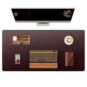Genuine Leather Desk Mat, 31.5"x15.8"Office Desk Pad, Thick Desk Pad Mat with Stitched Line, Non-Slip Desk Mat with Rubber Base (Red Brown, 31.5"x15.8") Genuine Leather Desk Mat, 31.5"x15.8"Office Desk Pad, Thick Desk Pad Mat with Stitched Line, Non-Slip Desk Mat with Rubber Base (Red Brown, 31.5"x15.8")