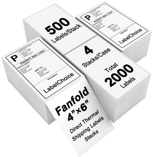 2000 Labels 4 x 6 3-Proof Commercial Grade Fanfold Direct Thermal Labels Compatible with Zebra, Rollo, Munbyn, 4 Stacks White Perforated Permanent Strong Adhesive Mailing Shipping Labels 2000 Labels 4 x 6 3-Proof Commercial Grade Fanfold Direct Thermal Labels Compatible with Zebra, Rollo, Munbyn, 4 Stacks White Perforated Permanent Strong Adhesive Mailing Shipping Labels