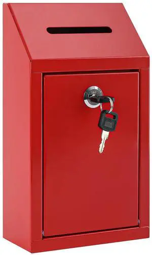 Cash Box for Farm Stand, Money Drop Box with Lock & Slot, Red Wall mount, self-service payment drop, porch pickup, 2 keys, hardware included, 10.24 x 5.7 x 2.95 in Cash Box for Farm Stand, Money Drop Box with Lock & Slot, Red Wall mount, self-service payment drop, porch pickup, 2 keys, hardware included, 10.24 x 5.7 x 2.95 in