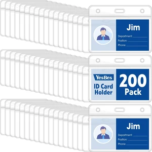 200 Pcs Horizontal Badge Holders, Extra Thick ID Card Name Tag Badge Holder with Resealable Zip, Waterproof ID Badge Holder 200 Pcs Horizontal Badge Holders, Extra Thick ID Card Name Tag Badge Holder with Resealable Zip, Waterproof ID Badge Holder