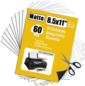 Printable Magnetic Sheets 60Pcs Matte,12 Mils Thick 60pcs Magnet Paper for Inkjet Printer,Flexible Magnetic Printer Photo for DYE Ink Printable Magnetic Sheets 60Pcs Matte,12 Mils Thick 60pcs Magnet Paper for Inkjet Printer,Flexible Magnetic Printer Photo for DYE Ink
