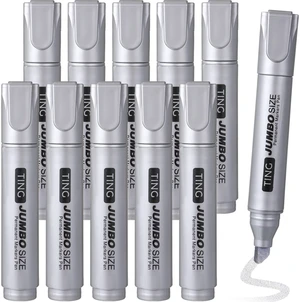 10 Pack Jumbo Permanent Markers Chisel Tip Quick Dry Silver Waterproof, Large Big Poster Pens Bulk for Office, Logistics Company and More 10 Pack Jumbo Permanent Markers Chisel Tip Quick Dry Silver Waterproof, Large Big Poster Pens Bulk for Office, Logistics Company and More