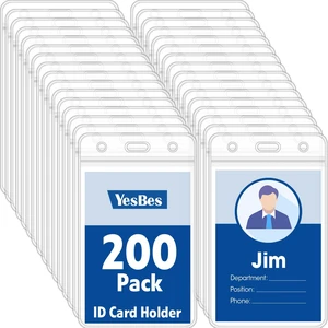 200 Pcs Vertical Badge Holders, Waterproof ID Badge Holder, Clear ID Card Holder with Resealable Zip for Proximity Cards, RFID, Credit Cards 200 Pcs Vertical Badge Holders, Waterproof ID Badge Holder, Clear ID Card Holder with Resealable Zip for Proximity Cards, RFID, Credit Cards