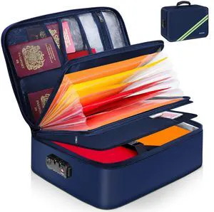 Fireproof Document Box with Lock 5200 Water Resistant Portable,Home,Travel Strong Document Storage Organizer for Important Documents,File and Birth Certificate,Blue Fireproof Document Box with Lock 5200 Water Resistant Portable,Home,Travel Strong Document Storage Organizer for Important Documents,File and Birth Certificate,Blue