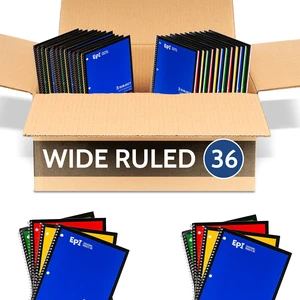 Spiral Notebook | 3 Subject - Wide Ruled - 120 Sheets, Durable Spiral Binding | 10.5 x 8 in | Classroom Supplies | School, Office, Note Taking, Journaling - 36 Pack Spiral Notebook | 3 Subject - Wide Ruled - 120 Sheets, Durable Spiral Binding | 10.5 x 8 in | Classroom Supplies | School, Office, Note Taking, Journaling - 36 Pack
