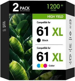 61XL 61 4500 5530 Ink Cartridge for HP Printers Black and Color Combo Pack Replacement for HP61 Ink 61 XL for HP Envy 4500 5530 4502 OfficeJet 4630 DeskJet 2540 Printer (1 Black, 1 Tri-Color, 2-Pack) 61XL 61 4500 5530 Ink Cartridge for HP Printers Black and Color Combo Pack Replacement for HP61 Ink 61 XL for HP Envy 4500 5530 4502 OfficeJet 4630 DeskJet 2540 Printer (1 Black, 1 Tri-Color, 2-Pack)