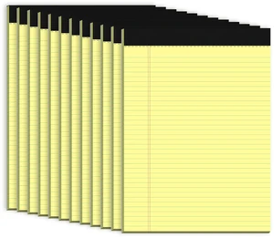 Yellow Legal Pad, 8.5 x 11 College Ruled Notepad, 12 Pack Notepads 8.5 x 11 Legal Writing Pad, 30 Sheets Per Note Pad, Micro Perforated Yellow Lined Paper for Work Study Daily Note Taking List Yellow Legal Pad, 8.5 x 11 College Ruled Notepad, 12 Pack Notepads 8.5 x 11 Legal Writing Pad, 30 Sheets Per Note Pad, Micro Perforated Yellow Lined Paper for Work Study Daily Note Taking List