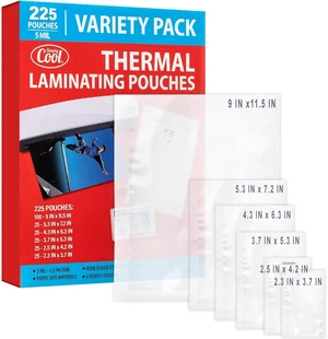 5 Mil Thermal Laminating Sheets Pouches 225ct for Laminator Thermal Laminating Pouches for Letter Size Document, for Office, Classroom and School Supplies, Fits All Laminator Machine 5 Mil Thermal Laminating Sheets Pouches 225ct for Laminator Thermal Laminating Pouches for Letter Size Document, for Office, Classroom and School Supplies, Fits All Laminator Machine