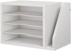 Mail Sorter, File Organizer Desktop, Wood Desk Organizer with 3 Adjustable Shelves, Mail Holder for Office, Home, Letter Sorter File Holders for Envelopes, Mail Supplies Magazines, White Mail Sorter, File Organizer Desktop, Wood Desk Organizer with 3 Adjustable Shelves, Mail Holder for Office, Home, Letter Sorter File Holders for Envelopes, Mail Supplies Magazines, White
