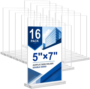 Acrylic Sign Holder 5 x 7, 16 Pack Clear Table Menu Vertical Display Stand Desktop Display Double Sided Stand Paper Holder Table Sign Suitable for Restaurants Office Party Show Fair Acrylic Sign Holder 5 x 7, 16 Pack Clear Table Menu Vertical Display Stand Desktop Display Double Sided Stand Paper Holder Table Sign Suitable for Restaurants Office Party Show Fair