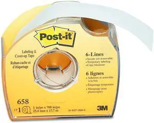 658 Labeling & Cover-Up Tape, Non-Refillable, 1" x 700" Roll, 10 Pack 658 Labeling & Cover-Up Tape, Non-Refillable, 1" x 700" Roll, 10 Pack