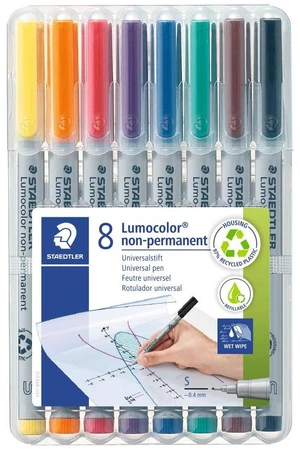 Lumocolor Non-Permanent Wet Erase Pens, Super Fine Tip, Low Odor Colored Markers, 8 Pack Assorted Colors Lumocolor Non-Permanent Wet Erase Pens, Super Fine Tip, Low Odor Colored Markers, 8 Pack Assorted Colors