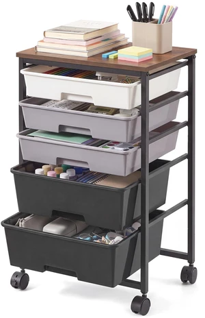 Rolling Cart with Drawers,5 Drawers Storage Cart, Black Utility Cart, Craft Organizers and Storage, 15.6 x 11.2 x 24.8 inch, for Classroom, Office, Dorm, Metal, ULRC005B101 Rolling Cart with Drawers,5 Drawers Storage Cart, Black Utility Cart, Craft Organizers and Storage, 15.6 x 11.2 x 24.8 inch, for Classroom, Office, Dorm, Metal, ULRC005B101