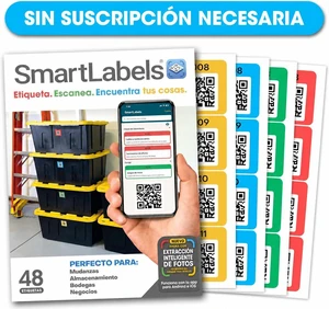 SmartLabels - Etiquetas QR en Español - Con App de Análisis de Fotos IA - Crea Descripciones Sin Escribir - para Inventario Fácil, Organización de Bodegas o Etiquetas de Mudanza - Paquete de 48 SmartLabels - Etiquetas QR en Español - Con App de Análisis de Fotos IA - Crea Descripciones Sin Escribir - para Inventario Fácil, Organización de Bodegas o Etiquetas de Mudanza - Paquete de 48