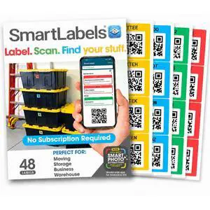 QR Code Stickers with AI Photo Analysis App - Auto-Creates Item Descriptions - No Typing - Made in USA - QR Code Labels for Storage & Inventory Tracking, Organization & Moving, Pack of 48 QR Code Stickers with AI Photo Analysis App - Auto-Creates Item Descriptions - No Typing - Made in USA - QR Code Labels for Storage & Inventory Tracking, Organization & Moving, Pack of 48