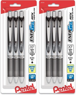 EnerGel RTX Retractable Liquid Gel Pen,(0.3mm),Extra Fine Line,Needle Tip,Black Ink,(BLN73BP3A),3 Count (Pack of 2) EnerGel RTX Retractable Liquid Gel Pen,(0.3mm),Extra Fine Line,Needle Tip,Black Ink,(BLN73BP3A),3 Count (Pack of 2)