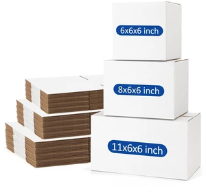 Assorted-Sizes-Shipping-Boxes-45-Pack: 6x6x6 & 8x6x6 & 11x6x6 Small-Shipping-Boxes-Mailers, White Corrugated-Cardboard-Boxes-for-Packing-Small-Business Mailing Assorted-Sizes-Shipping-Boxes-45-Pack: 6x6x6 & 8x6x6 & 11x6x6 Small-Shipping-Boxes-Mailers, White Corrugated-Cardboard-Boxes-for-Packing-Small-Business Mailing