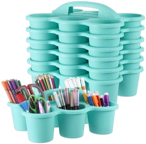 6 Pack Classroom Caddy Organizer with Handle, 6 Compartments, Blue Stackable Plastic Table Caddies, 12x9x3.5 In, caddy Organizer for School Supplies, Crayons, Pencils, Crafts and Drink Cups 6 Pack Classroom Caddy Organizer with Handle, 6 Compartments, Blue Stackable Plastic Table Caddies, 12x9x3.5 In, caddy Organizer for School Supplies, Crayons, Pencils, Crafts and Drink Cups