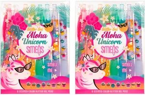 Glitter Gel Smens (2 Pack) - Aloha Unicorn Scented Pens, Colored Glitter Gel Ink, Medium Point, 8 Count Glitter Gel Smens (2 Pack) - Aloha Unicorn Scented Pens, Colored Glitter Gel Ink, Medium Point, 8 Count