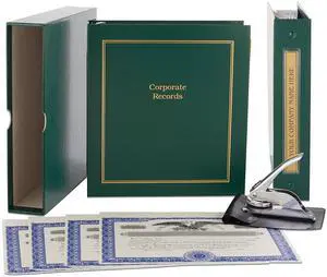 Not for Profit Corporate Kit (Green) - Binder, Slipcase, Stock Certificates, Index Tabs & Metal Corporate Seal Not for Profit Corporate Kit (Green) - Binder, Slipcase, Stock Certificates, Index Tabs & Metal Corporate Seal