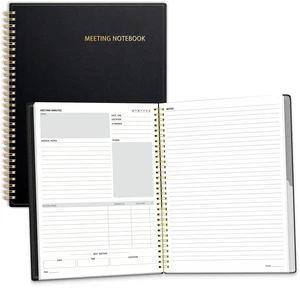 Half Meeting Half Note - 8.5"x11" Professional Notebooks for Work - 160 Pages, A4 Size Project Planner, Spiral Meeting Agenda/Minutes Organizer for Women Men, Note Taking, Office & Business Half Meeting Half Note - 8.5"x11" Professional Notebooks for Work - 160 Pages, A4 Size Project Planner, Spiral Meeting Agenda/Minutes Organizer for Women Men, Note Taking, Office & Business