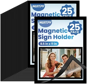 25 Pack Magnetic Sign Holder, 8.5in x 11in Magnetic Paper Holder Self Adhesive Magnetic Document Holder, Wall Mount Magnetism Border Sign Holder with Transparent PVC Front Cover 25 Pack Magnetic Sign Holder, 8.5in x 11in Magnetic Paper Holder Self Adhesive Magnetic Document Holder, Wall Mount Magnetism Border Sign Holder with Transparent PVC Front Cover