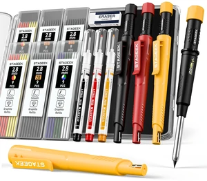 2.8mm Mechanical Carpenter Pencils with Sharpener, 3 Pack 57 Refills, Construction Pencil Heavy Duty Woodworking Tools, Waterproof Deep Hole Long Nib Marker Pens for Architect Marking 2.8mm Mechanical Carpenter Pencils with Sharpener, 3 Pack 57 Refills, Construction Pencil Heavy Duty Woodworking Tools, Waterproof Deep Hole Long Nib Marker Pens for Architect Marking