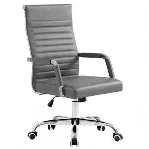 Ergonomic Office Desk Chair, Executive Ribbed Mid-Back PU Leather Conference Room Chair Adjustable Swivel Chair with Arms (1, Bicolor Vintage Grey) Ergonomic Office Desk Chair, Executive Ribbed Mid-Back PU Leather Conference Room Chair Adjustable Swivel Chair with Arms (1, Bicolor Vintage Grey)
