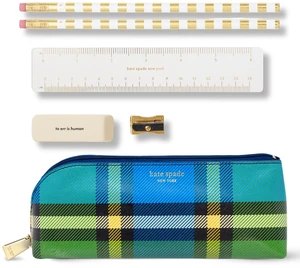 Pen and Pencil Case with Office Supplies, Zip Pouch Includes 2 Pencils, Sharpener, Eraser, and Ruler, Grand Plaid Duo Pen and Pencil Case with Office Supplies, Zip Pouch Includes 2 Pencils, Sharpener, Eraser, and Ruler, Grand Plaid Duo