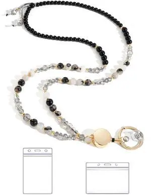 Lanyards for ID Badges and Keys,Natural Stone Beaded Teacher Lanyard for Women,Retractable Lanyard with ID Holder Cute Lanyards Lanyards for ID Badges and Keys,Natural Stone Beaded Teacher Lanyard for Women,Retractable Lanyard with ID Holder Cute Lanyards