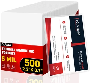 500 Count Thermal Laminating Pouches,5Mil,Hold 2 x 3.5 inch Business Card Laminate Pouches for Laminator, Clear Lamination Paper Protection 2.3 x 3.7 inch, Round Corner, Home & Office 500 Count Thermal Laminating Pouches,5Mil,Hold 2 x 3.5 inch Business Card Laminate Pouches for Laminator, Clear Lamination Paper Protection 2.3 x 3.7 inch, Round Corner, Home & Office