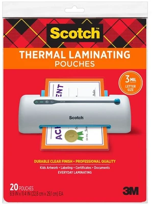 Matte Thermal Laminating Pouches, Letter Size 8.9 in x 11.4 in 20-pack, Ultra Clear with Matte Finish Matte Thermal Laminating Pouches, Letter Size 8.9 in x 11.4 in 20-pack, Ultra Clear with Matte Finish