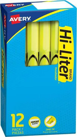 Hi-Liter Pen-Style Highlighters, Smear Safe Ink, Chisel Tip, 12 Fluorescent Yellow Highlighters (23591) (Pack of 6) Hi-Liter Pen-Style Highlighters, Smear Safe Ink, Chisel Tip, 12 Fluorescent Yellow Highlighters (23591) (Pack of 6)
