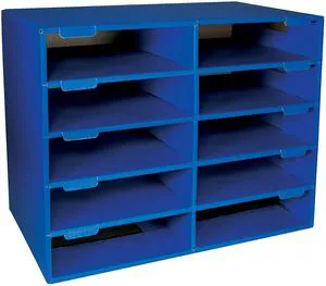 Classroom Keepers Sturdy Cardboard Mailbox, 10-Slot, Blue, 16-5/8"H x 21" W x 12-7/8"D, 1 Unit Classroom Keepers Sturdy Cardboard Mailbox, 10-Slot, Blue, 16-5/8"H x 21" W x 12-7/8"D, 1 Unit