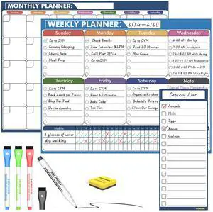 Magnetic Calendar for Refrigerator: Reusable Dry Erase Monthly Fridge Whiteboard Calendar Magnet Weekly Planner White Board with Magnetic list, Dry Erase Markers and Eraser - 14 x 11 Inches Magnetic Calendar for Refrigerator: Reusable Dry Erase Monthly Fridge Whiteboard Calendar Magnet Weekly Planner White Board with Magnetic list, Dry Erase Markers and Eraser - 14 x 11 Inches
