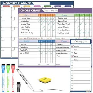 Magnetic Fridge Calendar Magnet, Dry Erase Whiteboard Calendar and Family Chore Chart for Adults with Magnetic List, Dry Erase Markers and Eraser - 14 x 11 Inches Magnetic Fridge Calendar Magnet, Dry Erase Whiteboard Calendar and Family Chore Chart for Adults with Magnetic List, Dry Erase Markers and Eraser - 14 x 11 Inches
