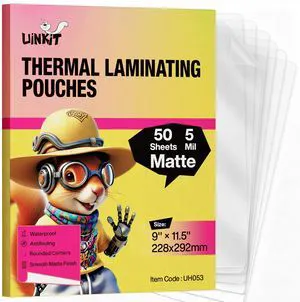 5mil Thick Matte Thermal Laminating Pouches Letter Size Matte Finish 50Packs Large Package Fitted for Laminating Sheets 9 x 11.5 Inches 5mil Thick Matte Thermal Laminating Pouches Letter Size Matte Finish 50Packs Large Package Fitted for Laminating Sheets 9 x 11.5 Inches