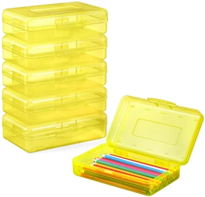 Plastic Pencil Case Box 6 Pack, Colored Large Craft Storage Bulk Plastic Containers with Snap-tight Lids, Hobby Art School Supply Organizer, Marker Bead Pen Bins Organizer,Stackable Plastic Pencil Case Box 6 Pack, Colored Large Craft Storage Bulk Plastic Containers with Snap-tight Lids, Hobby Art School Supply Organizer, Marker Bead Pen Bins Organizer,Stackable