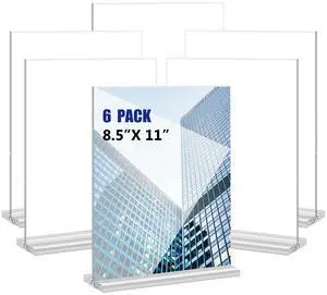 Acrylic Sign Holder 8.5x11 Inches 6 Pack T Shape Desktop Display Stand Vertical Double Sided Clear Table Menu Flyer Holder for Restaurants, Office, Shop, Wedding Acrylic Sign Holder 8.5x11 Inches 6 Pack T Shape Desktop Display Stand Vertical Double Sided Clear Table Menu Flyer Holder for Restaurants, Office, Shop, Wedding