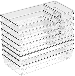 12 Pack Large Drawer Organizer Bins - Clear Plastic Bathroom Drawer Organizer Trays - Heavy Duty Kitchen Drawer Dividers for Utensils - Non-Slip Storage Bins for Makeup, Bedroom, Office Desk 12 Pack Large Drawer Organizer Bins - Clear Plastic Bathroom Drawer Organizer Trays - Heavy Duty Kitchen Drawer Dividers for Utensils - Non-Slip Storage Bins for Makeup, Bedroom, Office Desk