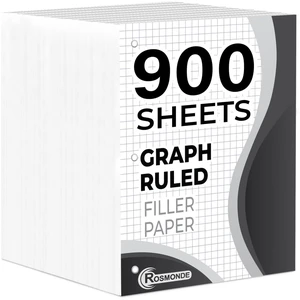 6 Pack Graph Paper, 900 Sheets, 4x4 Loose Leaf Paper, Grid paper Loose Leaf Paper, 8" x 10.5", 3 Hole Punched, Bulk Paper, Thick Graphing Paper, Quad Ruled Paper, Back to School Supplies 6 Pack Graph Paper, 900 Sheets, 4x4 Loose Leaf Paper, Grid paper Loose Leaf Paper, 8" x 10.5", 3 Hole Punched, Bulk Paper, Thick Graphing Paper, Quad Ruled Paper, Back to School Supplies