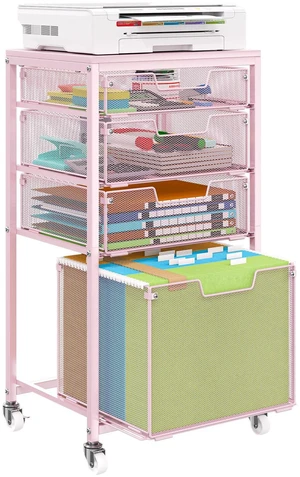 4 Drawer Rolling File Cart Under Desk Storage, File Cabinets for Home Office, Mobile Filing Cabinet, Hanging File Organizer with Wheels, Utility Cart Printer Stand, Pink 4 Drawer Rolling File Cart Under Desk Storage, File Cabinets for Home Office, Mobile Filing Cabinet, Hanging File Organizer with Wheels, Utility Cart Printer Stand, Pink