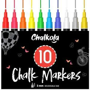 10 Liquid Chalk Markers Fine Tip for Blackboard, Windows, Chalkboard (10 Pack) with Gold & Silver - Erasable Dry Erase Marker Pens - 3mm Reversible Tip for Car Glass, Signs, Bistro 10 Liquid Chalk Markers Fine Tip for Blackboard, Windows, Chalkboard (10 Pack) with Gold & Silver - Erasable Dry Erase Marker Pens - 3mm Reversible Tip for Car Glass, Signs, Bistro