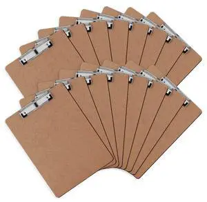 16 Pack Hardboard Clipboards, Low Profile Clip, A4 Letter Size Wood Clipboards, 12.5 x 9 Inch Clip Boards, Fit 8.5x11 Letter Size Paper, Office, Classroom Supplies, Brown, ECO Friendly 16 Pack Hardboard Clipboards, Low Profile Clip, A4 Letter Size Wood Clipboards, 12.5 x 9 Inch Clip Boards, Fit 8.5x11 Letter Size Paper, Office, Classroom Supplies, Brown, ECO Friendly